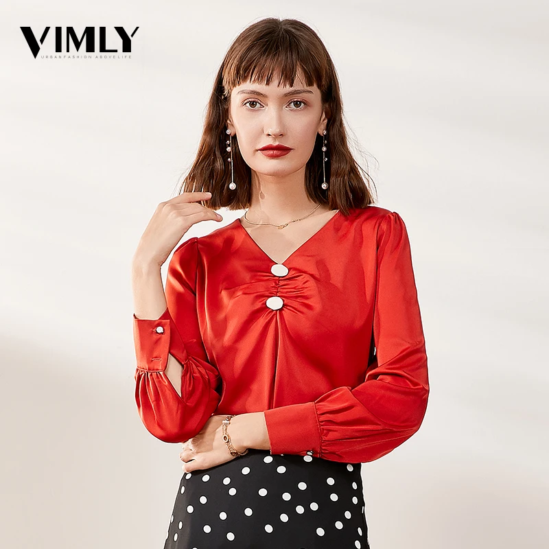 Vimly Offce женская шифоновая блузка с v образным вырезом рубашки женские элегантные