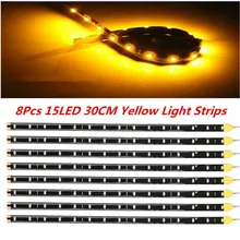 

8pc Yellow 15LED 30cm Auto Car Van Grill Flexible Waterproof Light Strip SMD 12V Car Accessories High-quality Decorative Lights