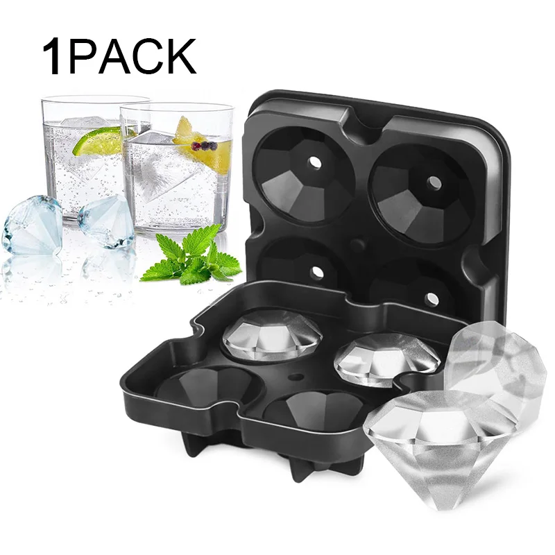 

1Pcs Silicone Diamond Ice Mold Bar Silicone Ice Cube Four-Ice Ice Mold Individual Whisky Red Wine Ice Box