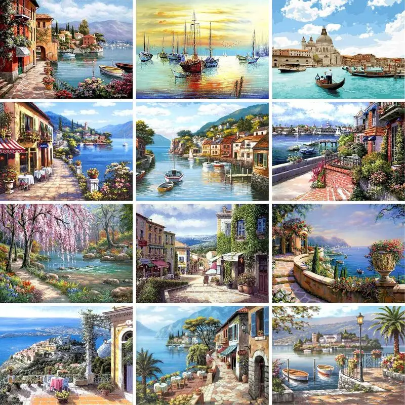 Paint Number Canvas Kits Adults  Paintings Numbers Oil Paint - Sea Scenery  Diy Oil - Aliexpress