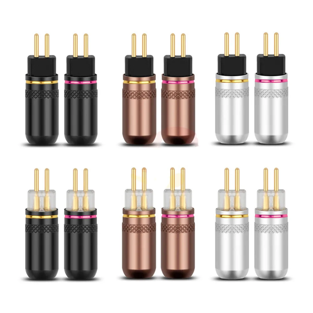 2PIN Earphone Jack Audio Connector For UM3X W4R UE18 HiFi Headset Gold Plated Plug Metal 0 78mm Pins Adapter 2 Pair