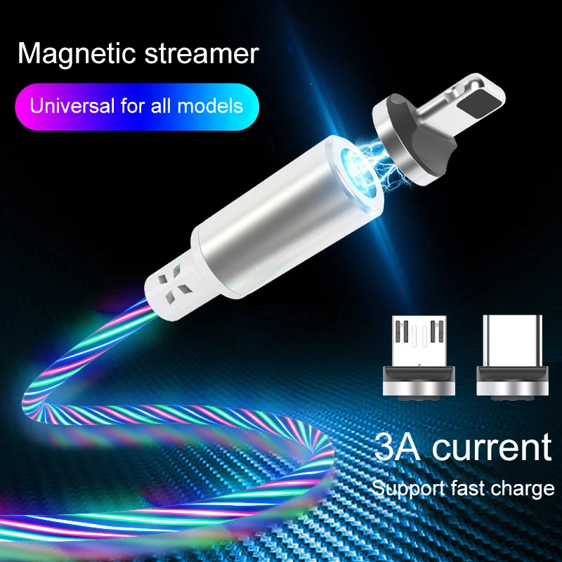 Магнитный USB кабель type C зарядный кабель Магнит Micro USB зарядное устройство Шнур для iPhone XR samsung S9 светодиодный кабель для мобильного телефона USB C