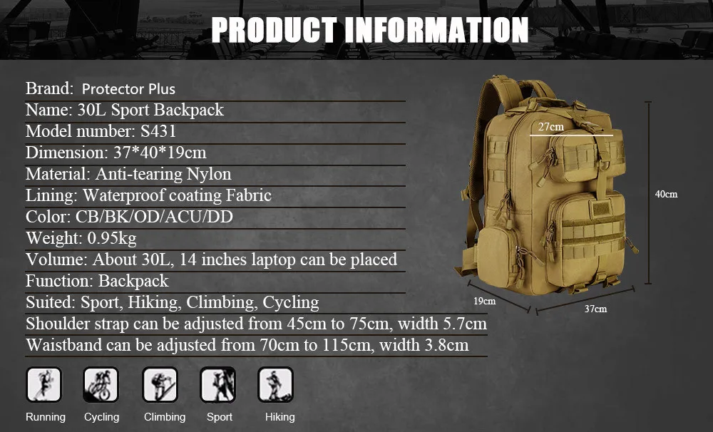 Военный армейский тактический рюкзак 30L Mochila Militar 14 дюймов ноутбук рюкзак Открытый Кемпинг Туризм камуфляжная Сумка Bolsa ttica