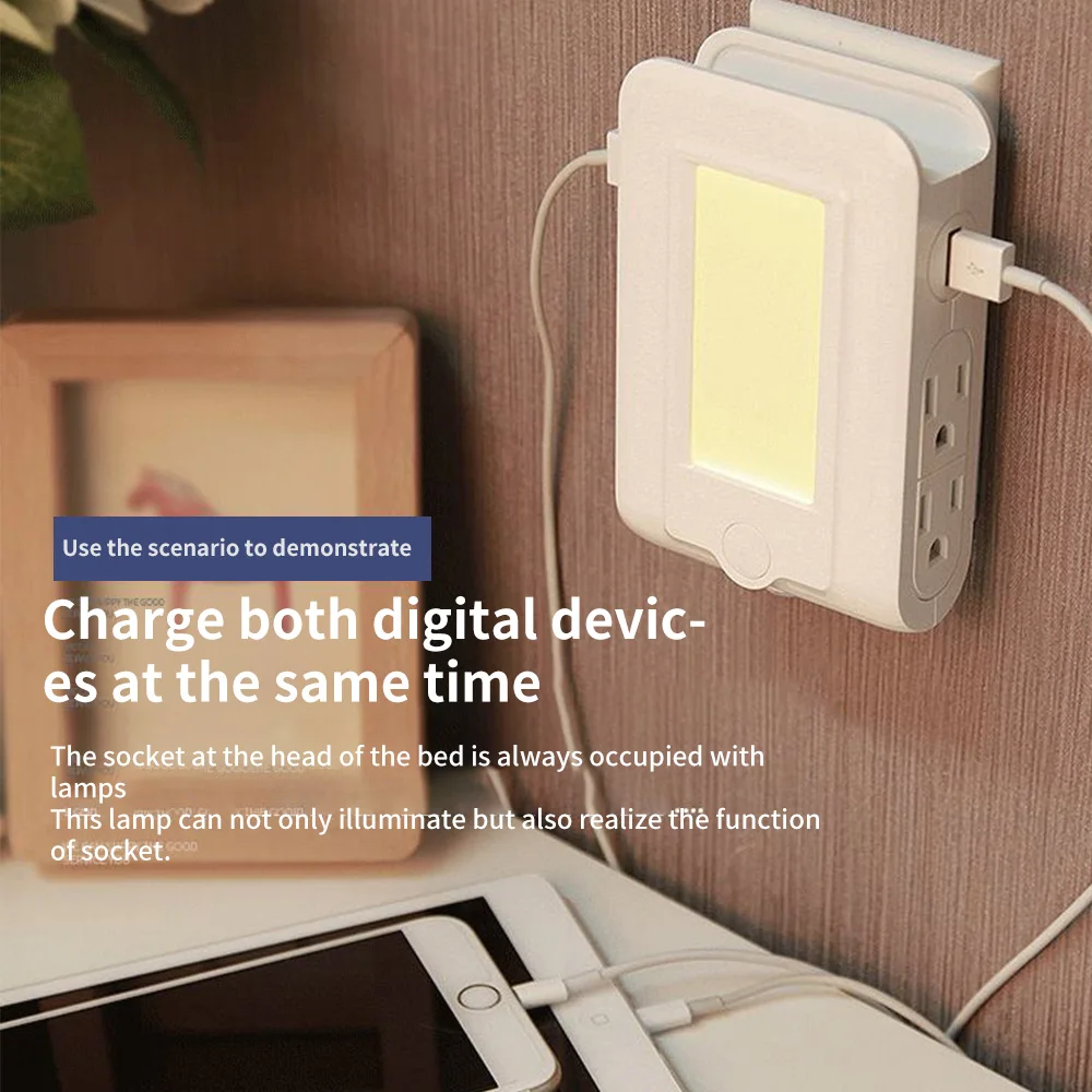 Светодиодный ночник Многофункциональный 3.1A двойной usb разъем для зарядки в умный коридор, ванная лампа для детской спальни US Plug
