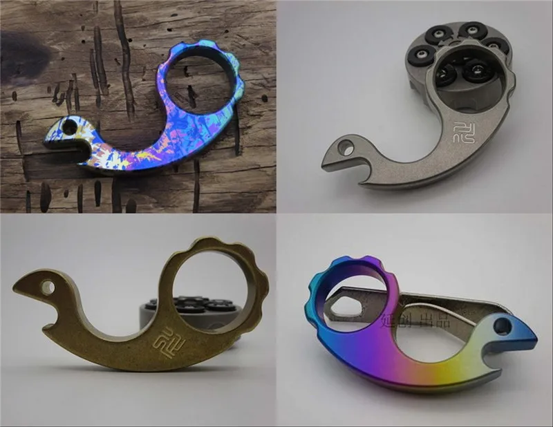 Bottle opener Handmade Solid EDC Brass Ti Keychain Tool Snail Shape Outdoor Cosplay Hook Pendant Christmas Gift | Украшения и