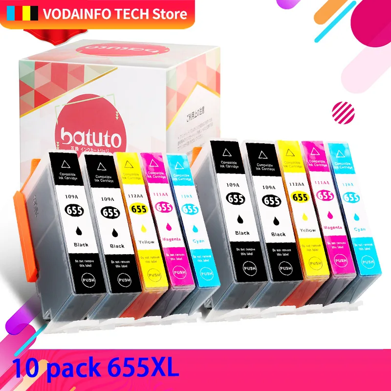 

QSYRAINBOW 10pk Compatible for HP655 HP Ink Cartridge with chip For HP Deskjet 3525 4615 4625 5525 6520 6525 6625 printer