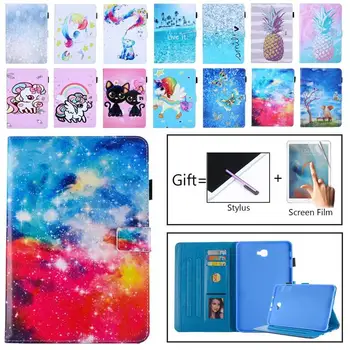 

Tablet Case For Samsung Galaxy Tab A 10.1 T580 SM-T580 T585 10.1 inch Smart Cover Cat Unicorn Flip Stand PU Leather Skin Funda
