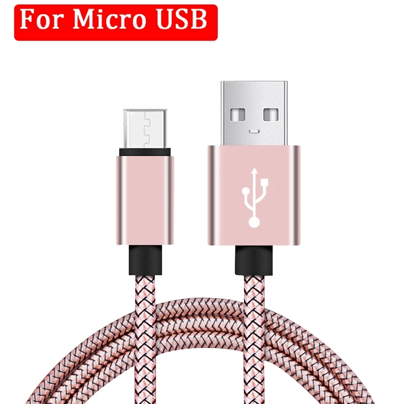 Кабель usb type C для Xiaomi Redmi K20 Pro кабель для мобильного телефона Быстрая зарядка Micro USB для samsung J7 J5 A5 A7 нейлоновый плетеный кабель - Цвет: For Micro RoseGold