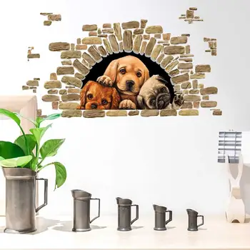 

Cute three puppies Wall Stickers Bedroom living room for Home Decor kids room decals background decoration lovely dogs sticker
