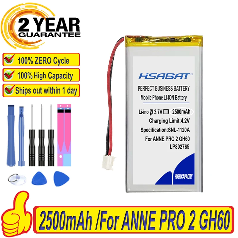Топ-бренд 100% Новый 2500mAh LP402764 Аккумулятор для ANNE PRO 2 GH60 POKER2 Obins RGB Беспроводная