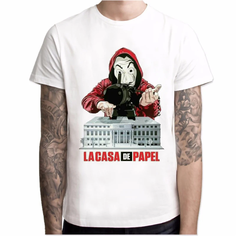 Футболка Для мужчин Забавный дизайн La Casa De Papel футболка деньги Heist футболки ТВ футболки "сериалы" Для мужчин короткий рукав дом Бумага футболка - Цвет: Picture-4