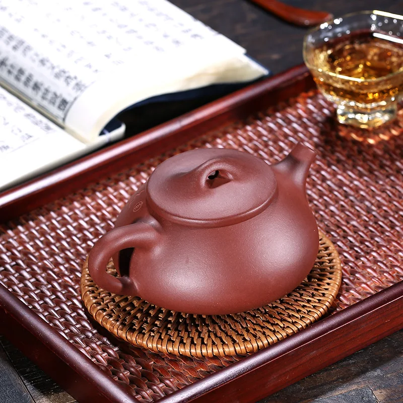Yixing Clay Teapot Stone Scoop Entirely Handmade Teapot Raw Ore Purple Clay Kung Fu Tea Set Tea Cup Set Household Teapot