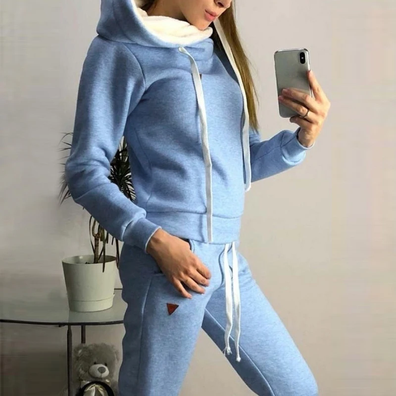 

LITTHING Autumn Winter Female Two Piece Sets Tracksuit For Women Long Sleeve Jackets Pants Two Piece Set Warm Outfits Women Suit