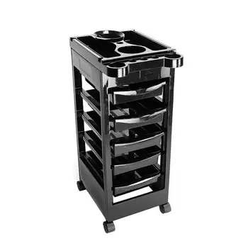 

5 Tiers Removable Portable Plastic Hairdresser Beauty Storage Trolley Black ship from US drop shipping