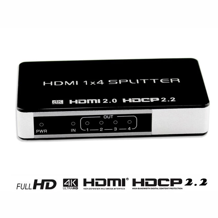 Porta HDMI 2.0 Splitter BOX-HDCP 1x4 v2.2 (1 4 input output) -ativo Amplificador de Distribuição-4 k/HDCP 60Hz Full HD + Intelig