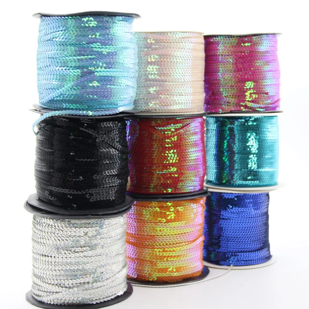 4MM 200Yards PVC Flat Round Sequin Roll Paillettes Sewing On Trims