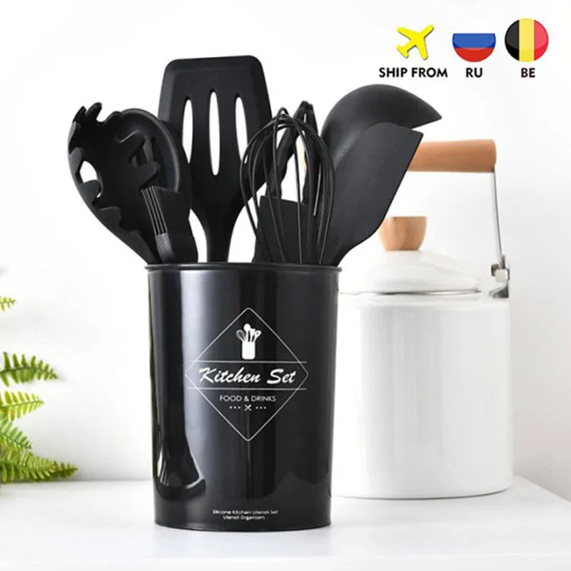 

10/11PCS Silicone Kitchenware Non-stick Cookware Cooking Tool Spoon Spatula Ladle Egg Beaters Shovel Soup Kitchen Utensils Set