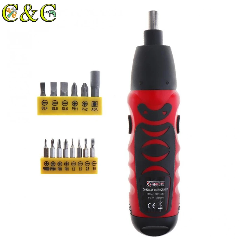 6V Dry Battery Electric Screwdriver Cordless Mini Drill Repair Tool with Bidirectional Switch and 11 Bits for home Maintenance |