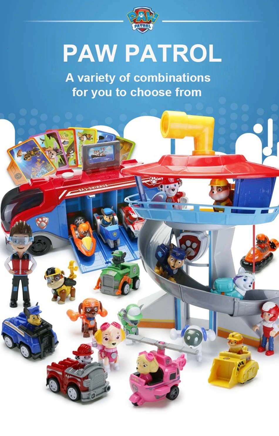 Все paw patrol автобус смотровая башня с музыкальными фигурками patrulla canina paw patrol игрушки для детей рождественские подарки
