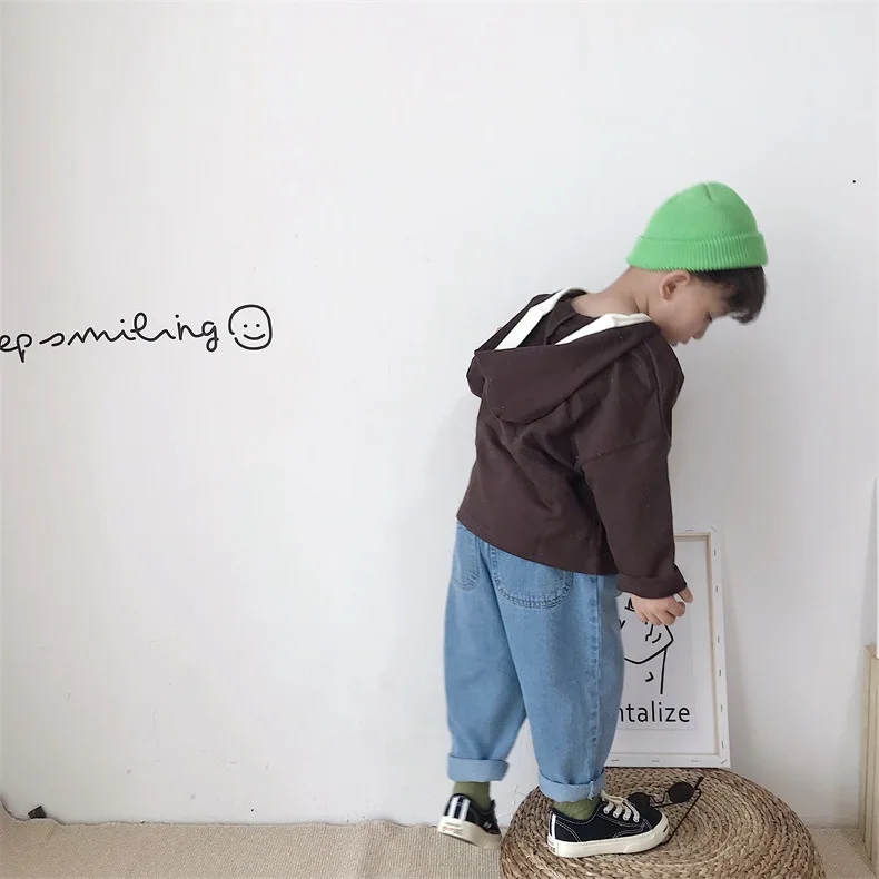 Owligbaby/ г. Осенние джинсы; одежда для маленьких мальчиков; легко сочетающиеся джинсы со складками; повседневные брюки для детей; джинсы для малышей; свободные брюки