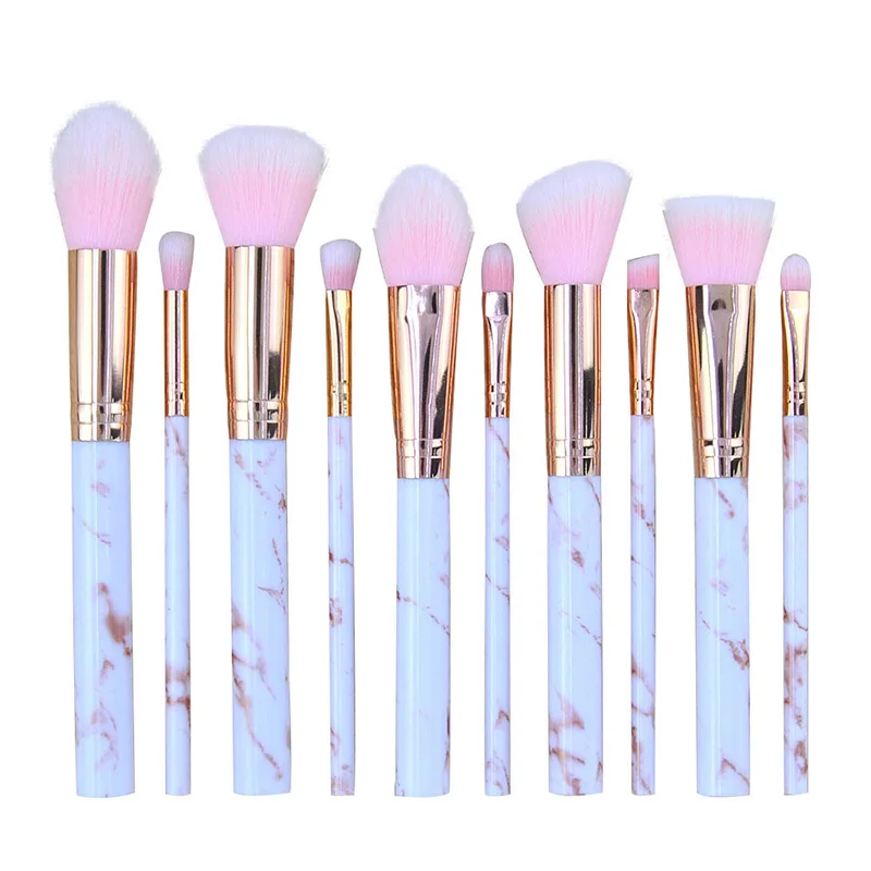 pink-brush Косметика, красота, инструменты, набор кистей для растушевки тонального крема, подводка для глаз, мраморные кисти для макияжа, Профессиональная многофункциональная волоконная кисть - Handle Color: pink-brush