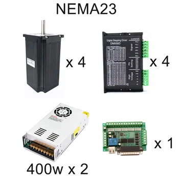 

CNC Stepper Motor 4 Pcs DM556D Driver+4 Pcs Nema23 76mm 2.0Nm Motor+4Pcs 36V /11A Power Supply+4 Axis Mach For 3d Printer Parts