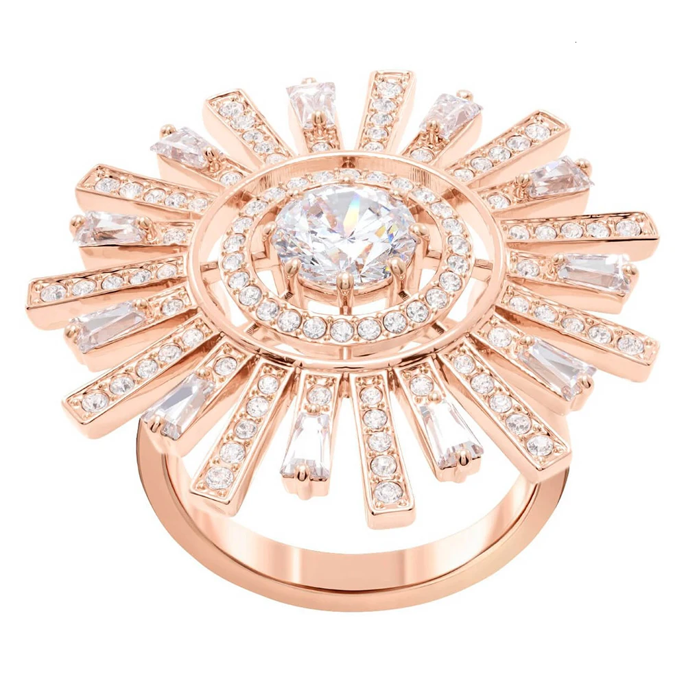 Ring 7 Модные элегантные солнцезащитные очки серьги яркие солнечные узоры романтические индийские ювелирные наборы женские ювелирные украшения из нержавеющей стали - Окраска металла: Ring 7