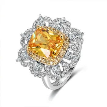 

FUN-BEAUTY Ladies Classic Fashion Retro Royal Noble Zircon Ring Square 8*10 Fat Square Super Large Color Zircon Densely Inlaid