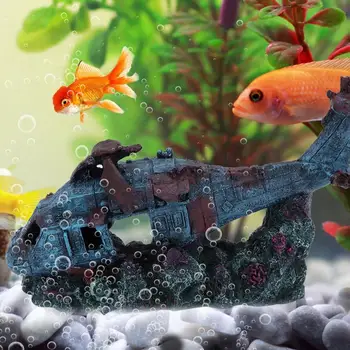 

Resin Wreck Helicopter Plane Damaged Battleplane Fish Tank Aquarium Ornament Cave Aquarium Decoration supplies