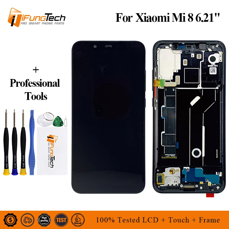 

100% Tested 6.21'' Super AMOLED LCD Display for Xiaomi Mi 8 Mi8 LCD Screen for Xiaomi Mi 8 Touch Screen Digitizer LCD Assembly