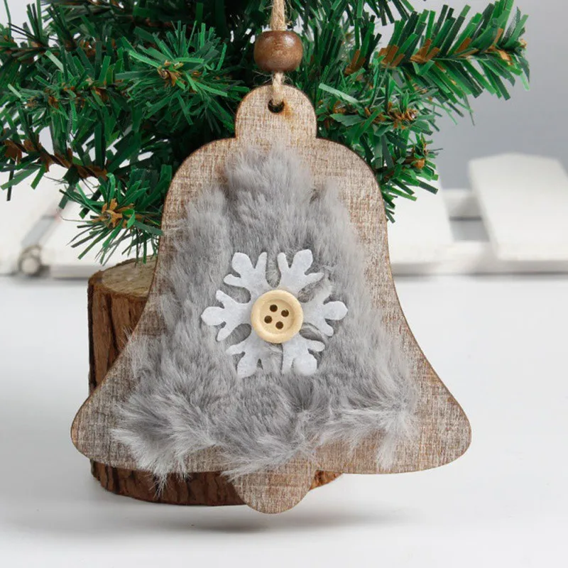 

Christmas Tree Pendant Stars Bells Hat Stocking Wooden Wool Diamond Christmas Hanging Decoration Crafts Warm Grey Color
