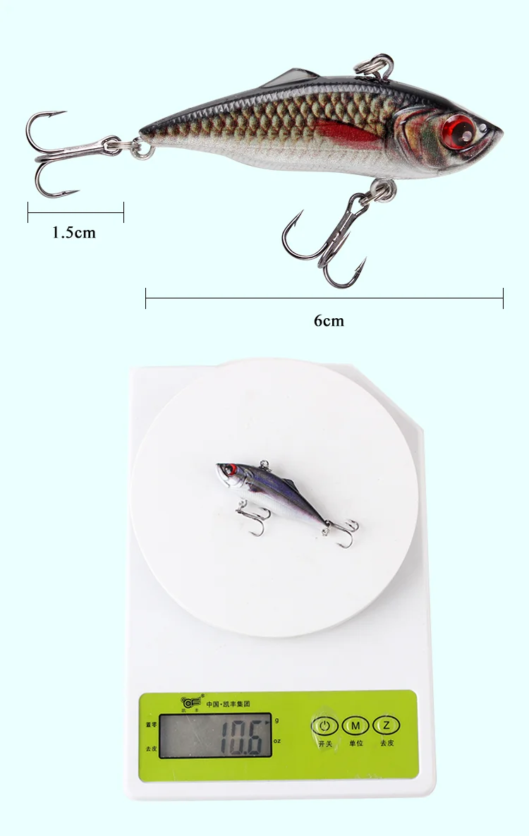FTK 10,6 g sinkender VIB Angelköder 6 cm 3D-Augen Vibration Hartköder Kunstköder Wobbler für Barsch Hecht – Detail 3