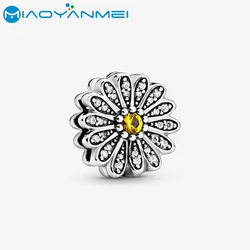 

2020 Spring 925 Sterling Silver Beads Sparkling Daisy Flower Clip Charm fit Original Pandora Bracelets Women DIY Fashion Jewelry