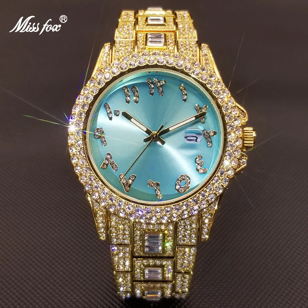 

MISSFOX Specials Diamond Watches Men Luxury Fashion Iced Out Quartz Watch Hip Hop Hot Brand AAA High Quarlity Clock Dropshipping