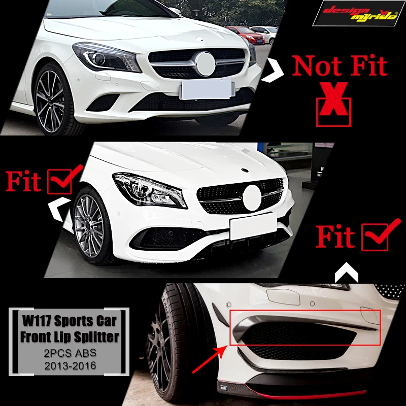 2 шт. Черный Abs передний бампер сплиттер Спойлеры Canard для Mercedes W117 C117 Sports CLA200 CLA250 CLA45 Для Amg