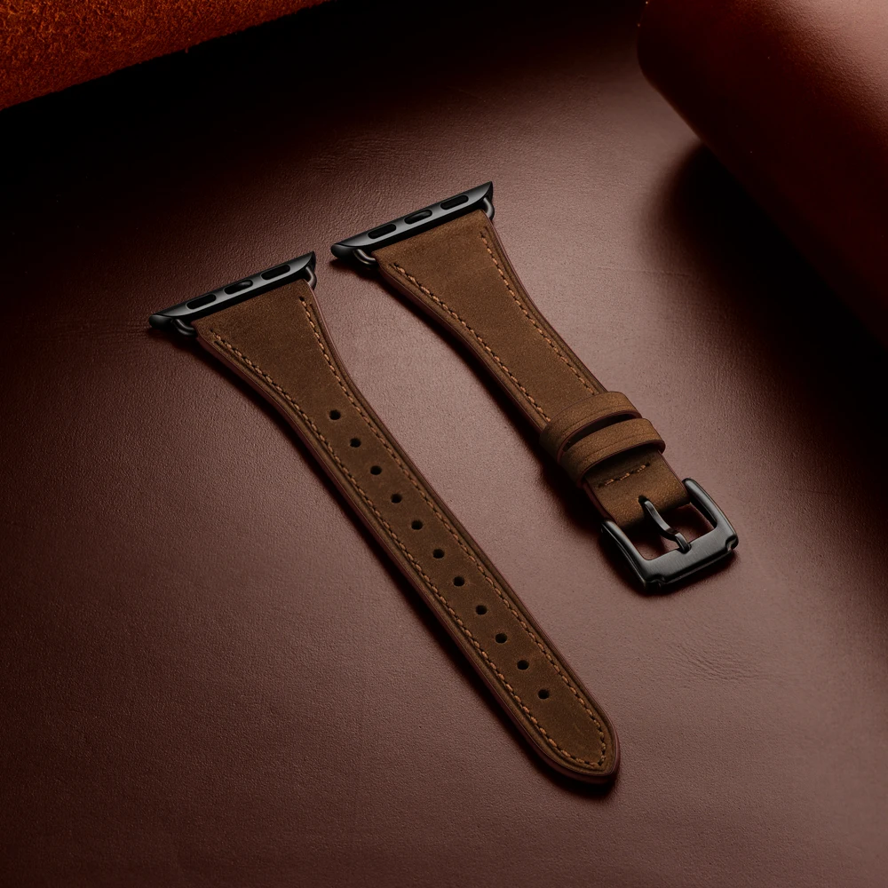 Настоящий тонкий кожаный ремешок для apple watch серии 1 2 3 4 5 iwatch Ремешки для наручных часов 38 мм 42 мм ремешки 40 мм 44 мм ремешки