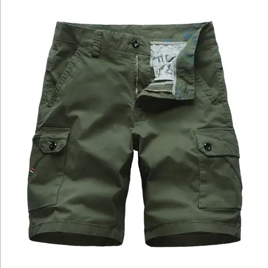 Green Men Shorts Summer Hot Sale Solid Cotton Knee-Length Short Pants Men Outwear Fashion Casual Elastic Plus Size Loose Shorts - Цвет: Green