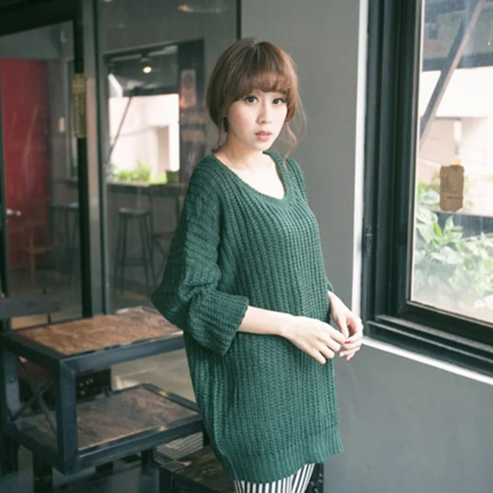 Fashion Medium Length Women Loose Sweaters Round Collar Slim Fit Warm Pullovers Leisure Daily Wear Autumn Female Knitting Tops