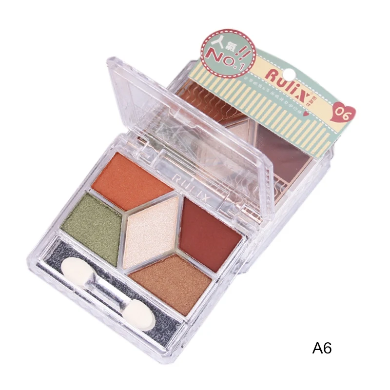 5 Colors Matte Eyeshadow Pallete Waterproof Long-lasting Glitter Eye Shadow Palette Cosmetic Portable Beauty Eye Makeup - Color: A6