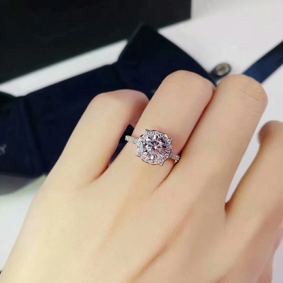 

Diamond Ring fang zhen zuan Women's Does Not Fade 1 1 Karat Marriage Ring Engagement Full of Crystals Zircon High Carbon Drillin