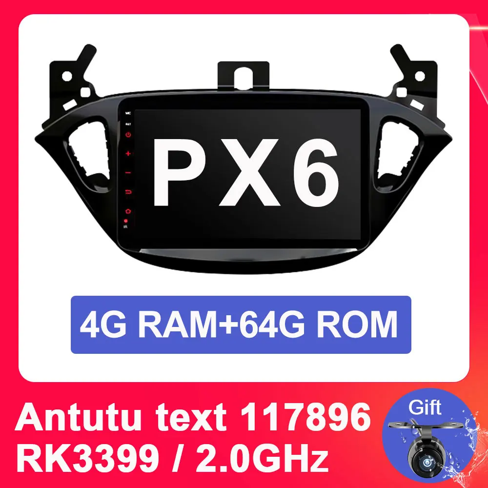 Eunavi 2 din автомагнитола 4G+ 64G android 9,0 для Opel Corsa E gps Navi wifi стерео PX6 2,0 ГГц Авторадио без dvd - Цвет: 4G 64G Android 9.0