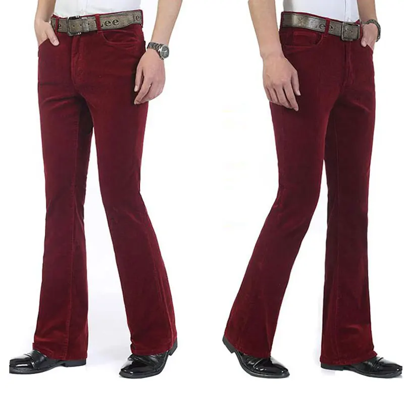 Men's Casual Pants Business Casual Pants Corduroy Bell-Bottom Trousers Korean Style Stretch Boot cut Trousers