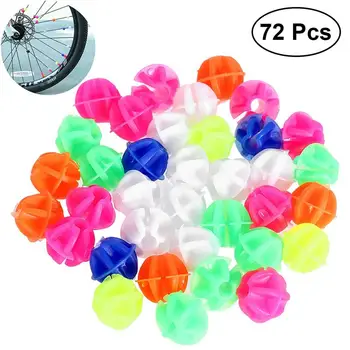 

72PCS Round Bike Bicycle Wheel Spoke Beads Luminous Plastic Clip Spoke Bead Bicycle Beads Wire Beads Decorations (Mix Color)
