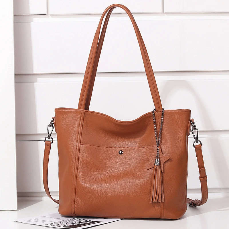 

Genuine Leather Women Bag 2019 New Soft Leather High Quality Handbags Fringe Tote Large Capacity Shoulder Bags for Women Handbag