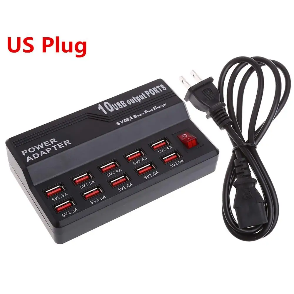 US Plug 10 USB порт концентратор быстрая зарядная станция настенное дорожное настольное зарядное устройство адаптер питания D08B - Цвет: US Plug