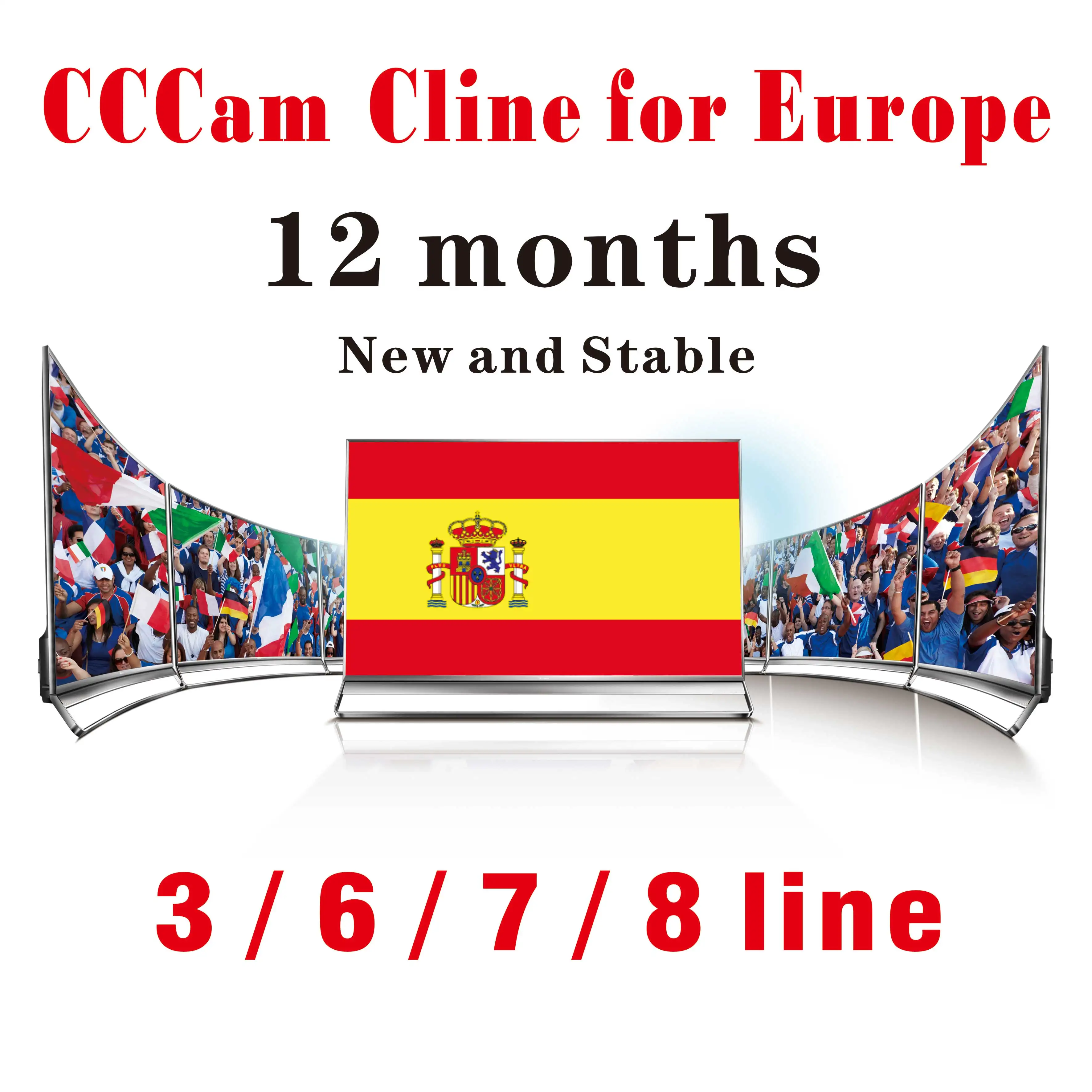 

Spain/Germany/ Italy/ poland 12 months CCCAM 3/6/7/8 clines Server support DVB S2 Satelite Receiver for Europe Cccam Clines