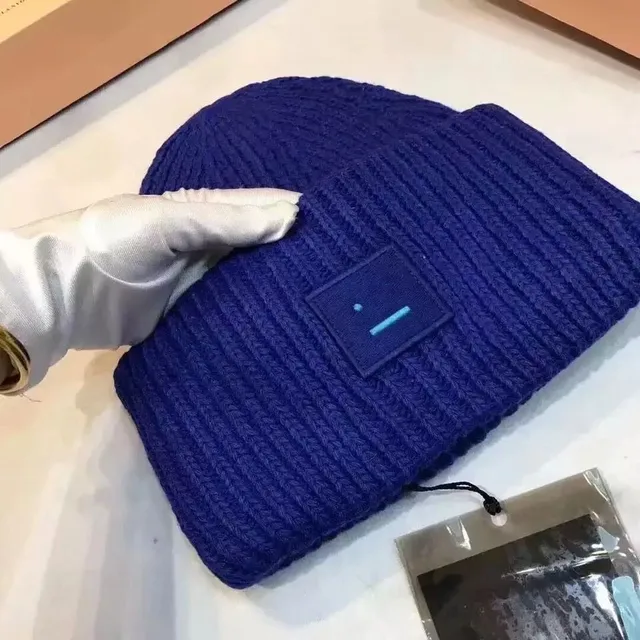 AC Studios Smiling face Beanie Skull Caps knitted Cashmere Eye Warm Couple Lovers Acne Hats Tide Street Hip-hop Wool Cap Adult 5
