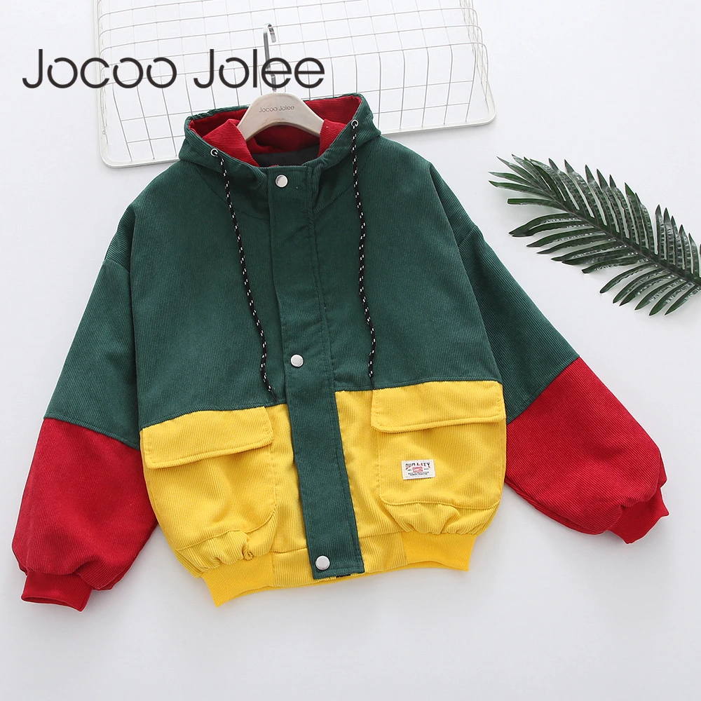 

Jocoo Jolee Color Block Long Sleeve Corduroy Women Jacket Patchwork Drawstring Hit Color Autumn Jacket Plus Size Women Coat
