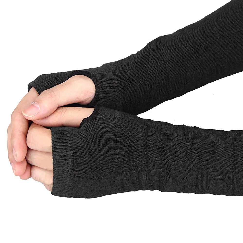 Зимние перчатки без пальцев рук теплые трикотажные длинные перчатки без пальцев