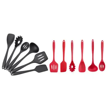 

Silicone Kitchen Utensil Set (6 Piece), High Heat Resistant to 600°F, Hygienic One Piece Design, Spatulas & Serving Utensils